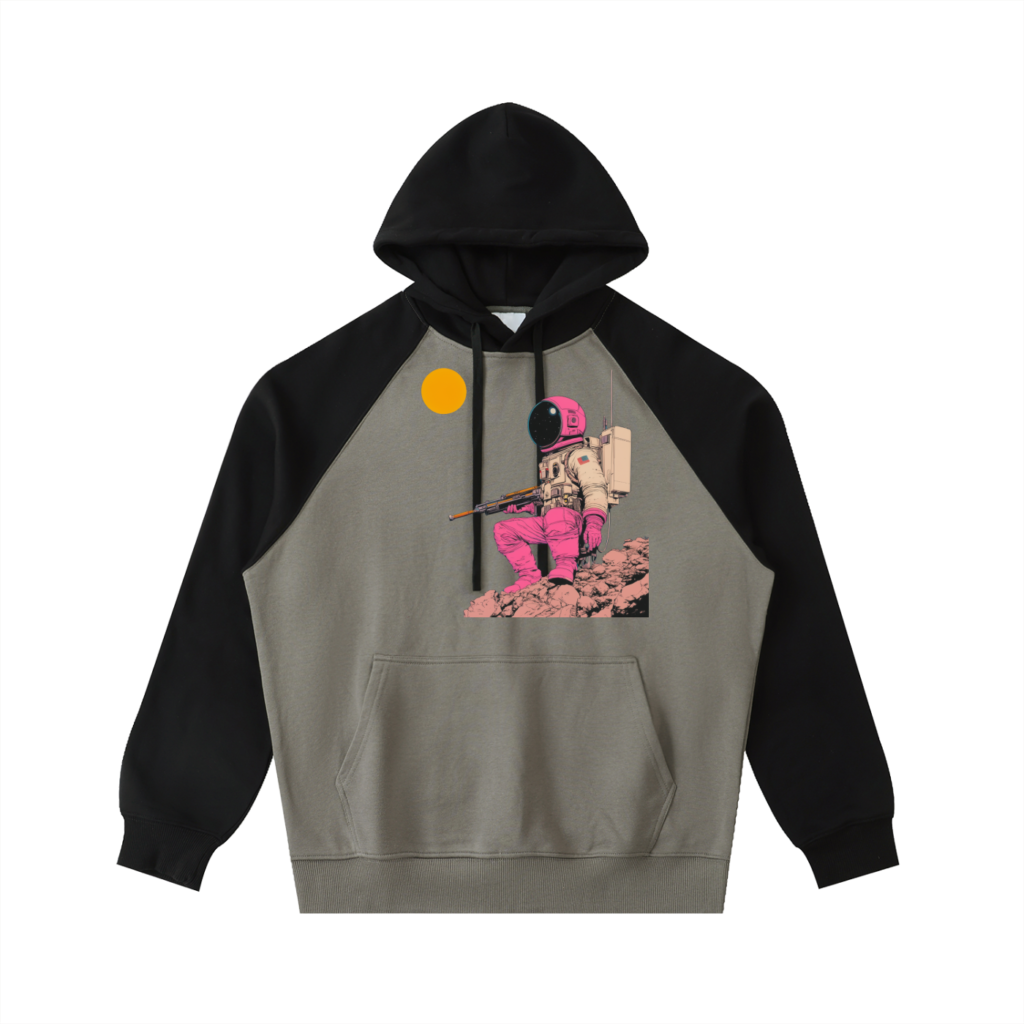 Contrast Piping Raglan Hoodie
